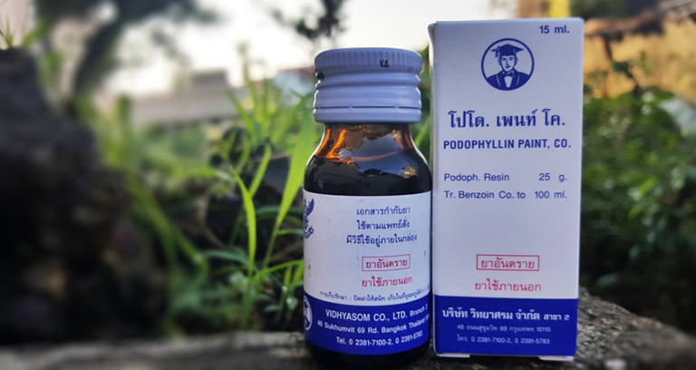 Thuốc bôi Podophyllin 25% của Thái Lan là loại thuốc đặc hiệu để điều trị bệnh sùi mào gà