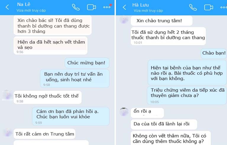 Phản hồi hiệu của của bài thuốc qua tin nhắn của bệnh nhân