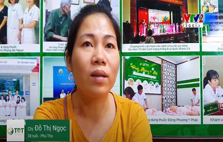 Chị Đỗ Thị Ngọc chia sẻ hiệu quả bài thuốc Tiêu ban Giải độc thang trên VTV2