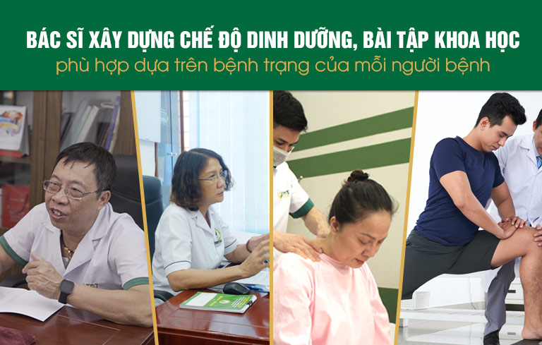 Bác sĩ tại Trung tâm xây dựng và hướng dẫn người bệnh chế độ dinh dưỡng, luyện tập