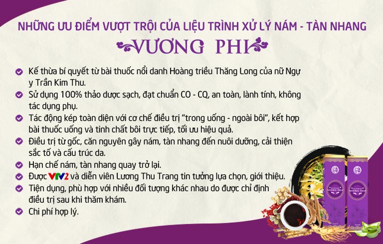 Ưu điểm vượt trội của Liệu trình xử lý nám tàn nhang Vương Phi