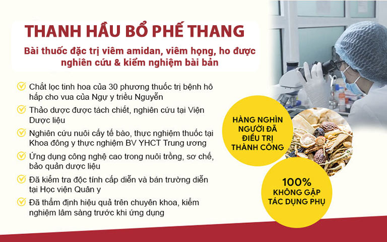 Bài thuốc Thanh hầu bổ phế thang được nghiên cứu khoa học, kiểm nghiệm kỹ lưỡng