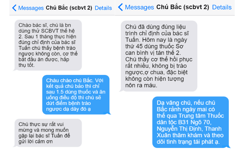 Bệnh nhân phản hồi về bài thuốc