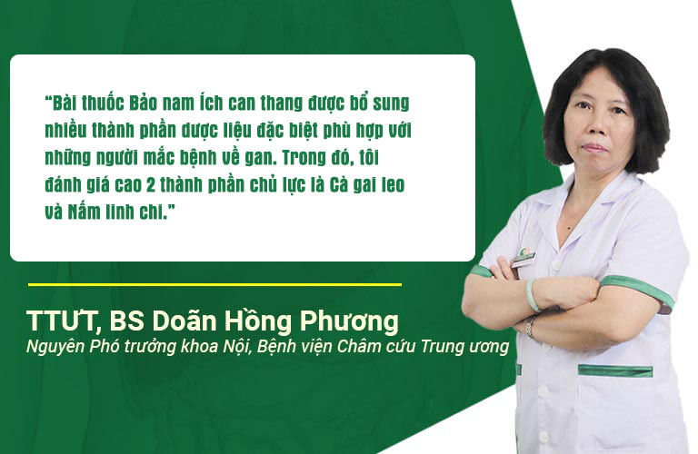 Bác sĩ Doãn Hồng Phương đánh giá cao hiệu quả của Bảo nam Ích can thang khi được hoàn thiện với 2 thành phần chủ dược có giá trị