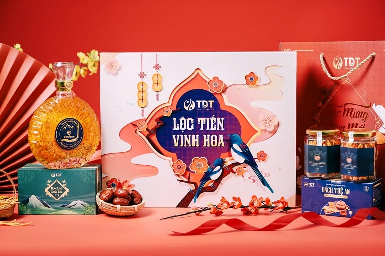 Gam màu hiện đại, trẻ trung trong set quà Lộc Tiến Vinh Hoa