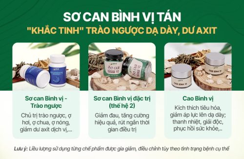 Các chế phẩm trong phác đồ Sơ can Bình vị tán chữa trào ngược dạ dày