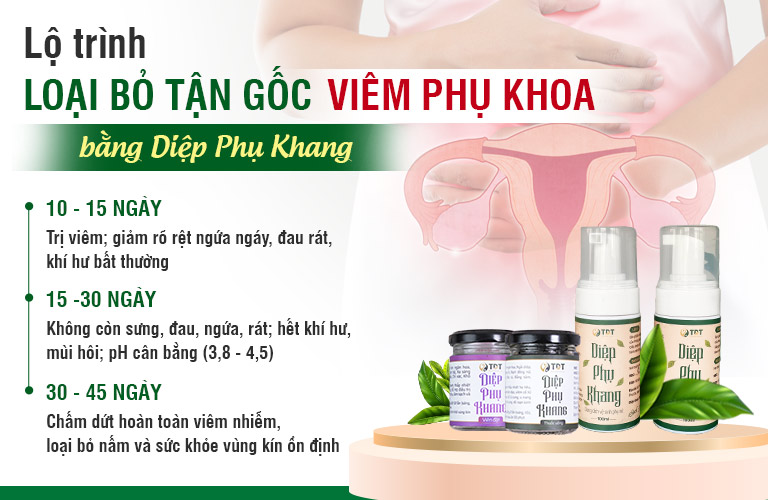 Lộ trình điều trị bệnh phụ khoa bằng Diệp Phụ Khang