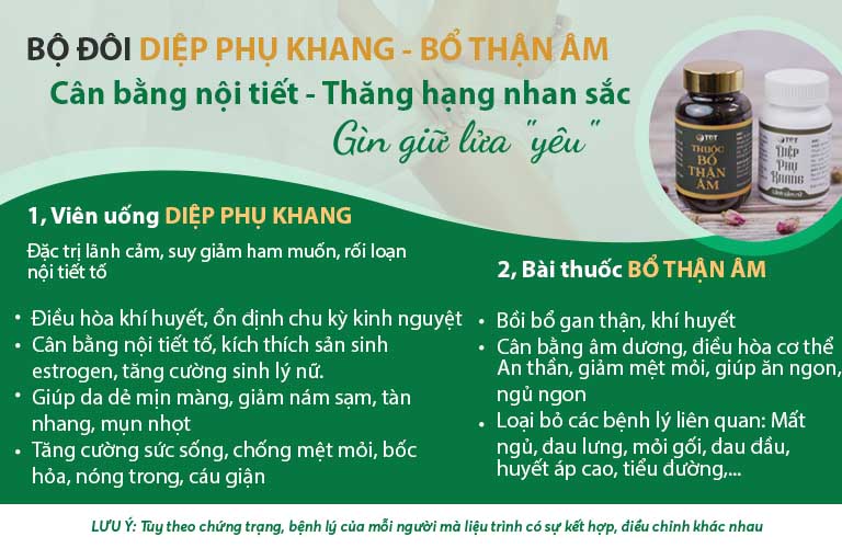 Liệu trình tăng cường sinh lý nữ, cân bằng nội tiết tố bằng Diệp Phụ Khang