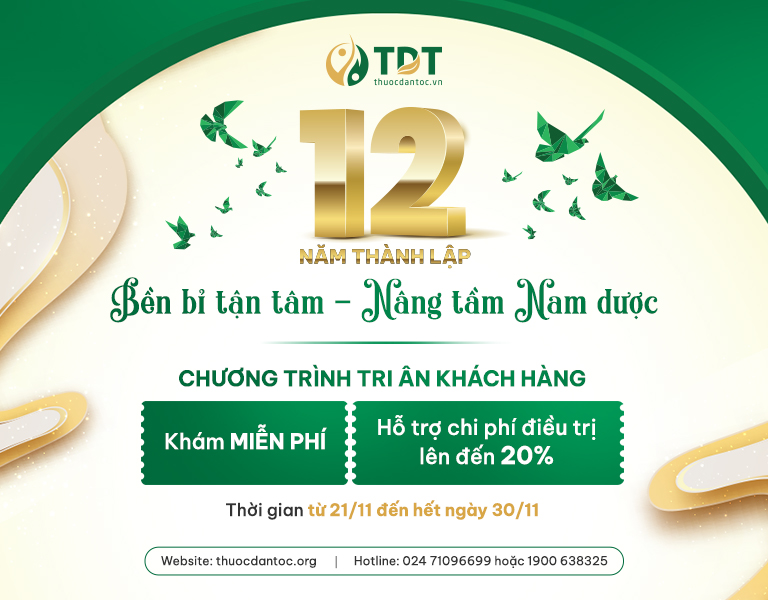 Chương trình tri ân khách hàng nhân 12 năm thành lậpáp dụng tại tất cả các cơ sở Thuốc Dân Tộc trên toàn quốc