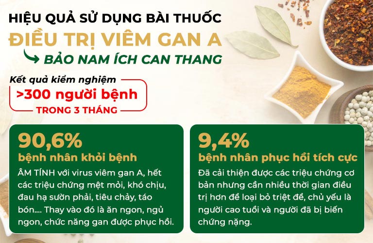 Kết quả kiểm định điều trị viêm gan A của bài thuốc Bảo nam Ích can thang