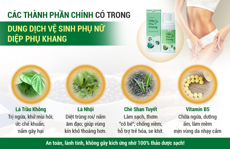 Thành phần nổi bật của dung dịch vệ sinh phụ nữ Diệp Phụ Khang