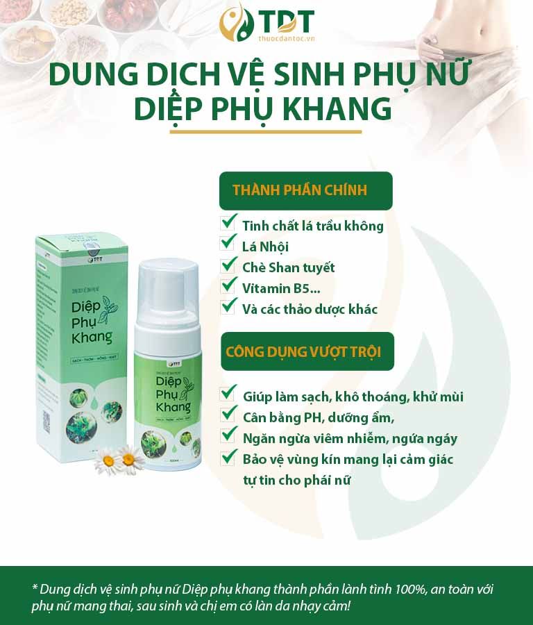 Thông tin thêm về Dung dịch vệ sinh phụ nữ Diệp Phụ Khang