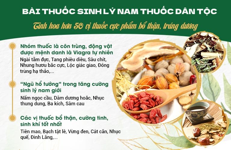 Bảng thành phần gồm nhiều vị thuốc quý