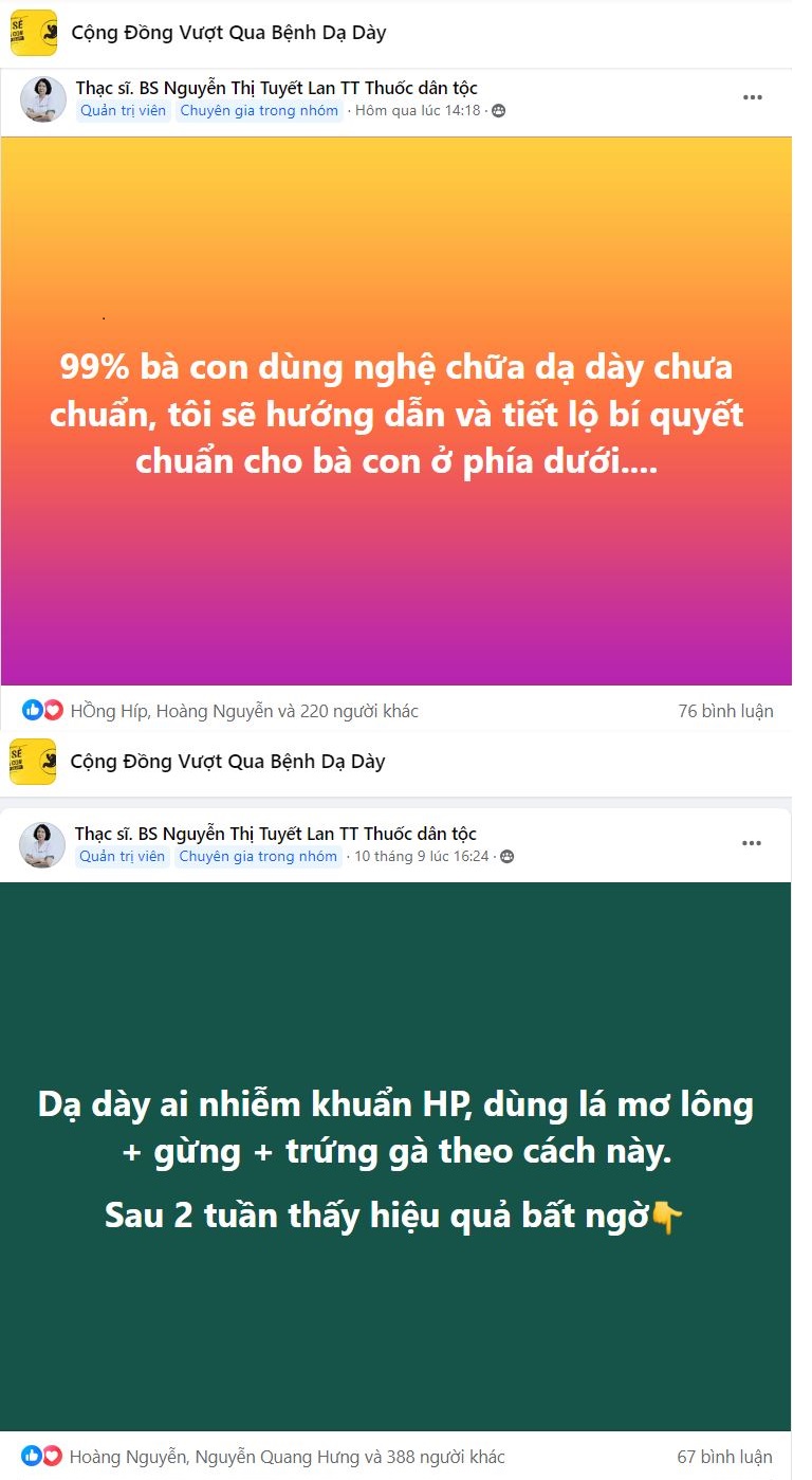 BS Tuyết Lan thường xuyên có những chia sẻ hữu ích trên group cộng đồng