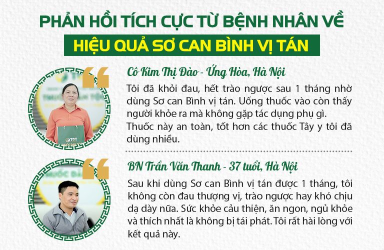 Đánh giá từ người bệnh về hiệu quả bài thuốc