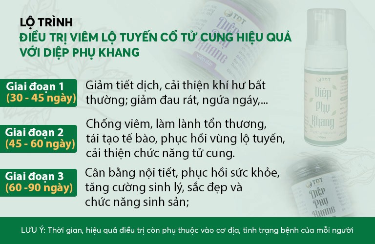 Lộ trình điều trị viêm lộ tuyến cổ tử cung bằng bài thuốc Diệp Phụ Khang