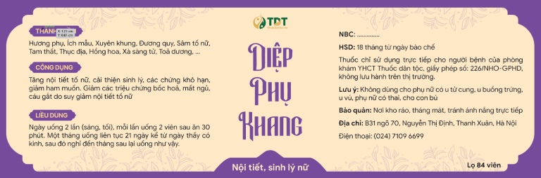 Thành phần, công dụng chế phẩm Diệp Phụ Khang nội tiết, sinh lý nữ