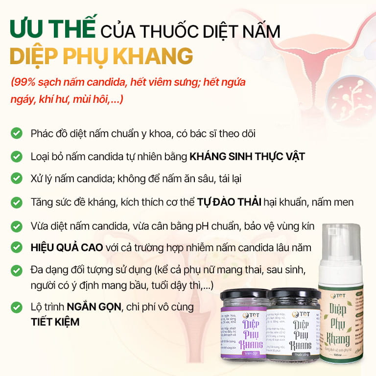 Ưu điểm của Diệp phụ khang chữa viêm nấm